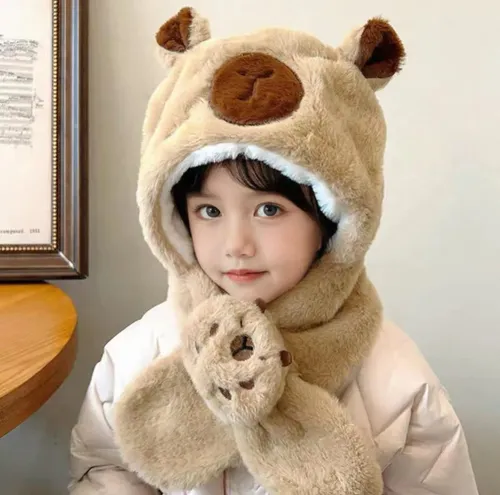 Gorro Bufanda Peluche Capibara