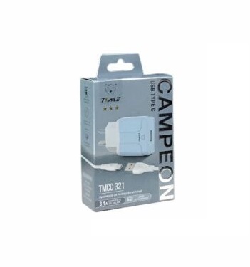 [0723540566071 TMCC321] Kit Cargador 2 en 1 Time Tipo C Carga Rapida 3.1A