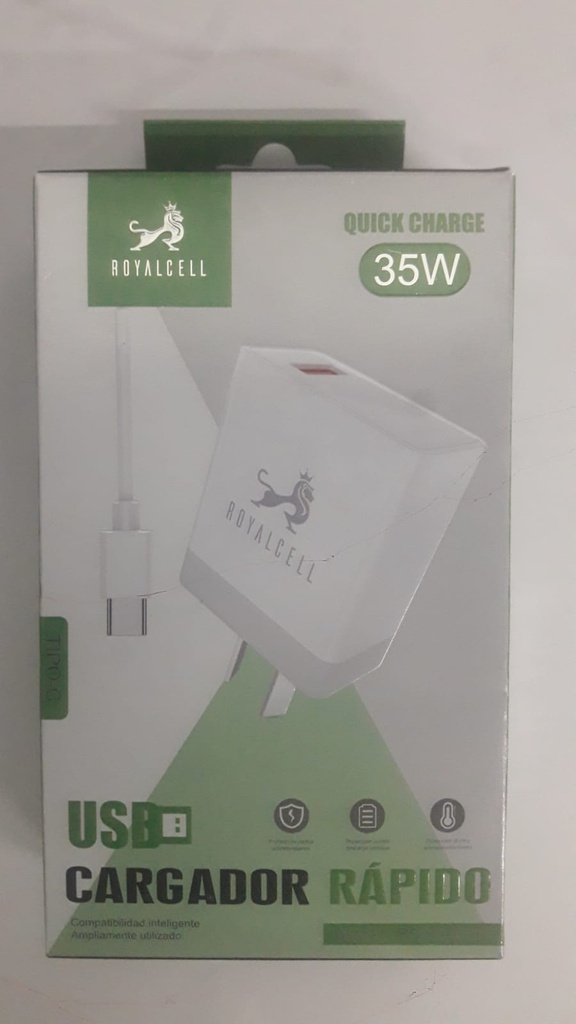 [7796350510735 RC9003800A] Kit Cargador 2 en 1 Tipo C Carga Rapida 35W Royalcell