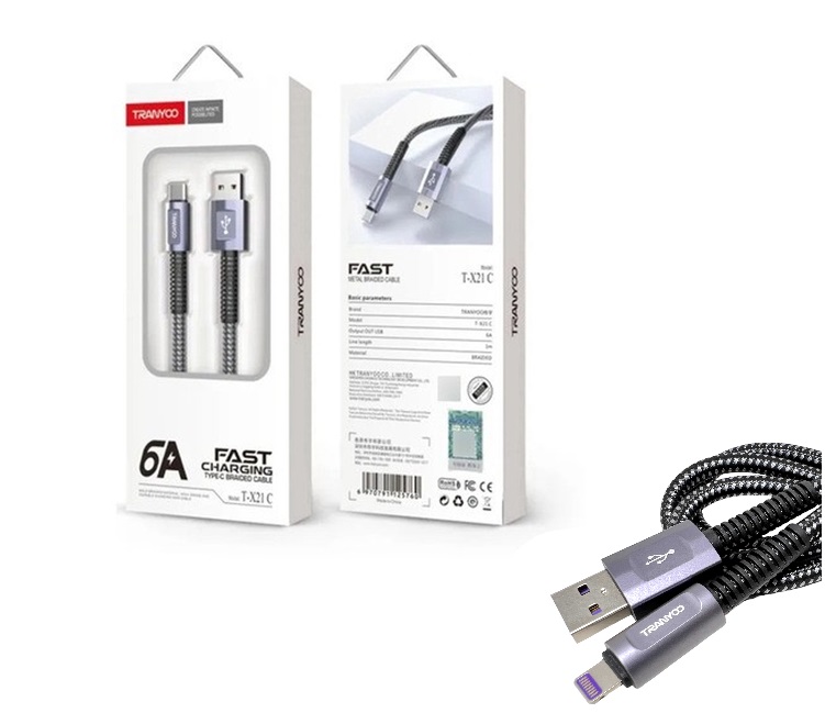 [6970791125753] Cable de Datos Carga Rapida Lightning 3A Tranyoo T-X21i