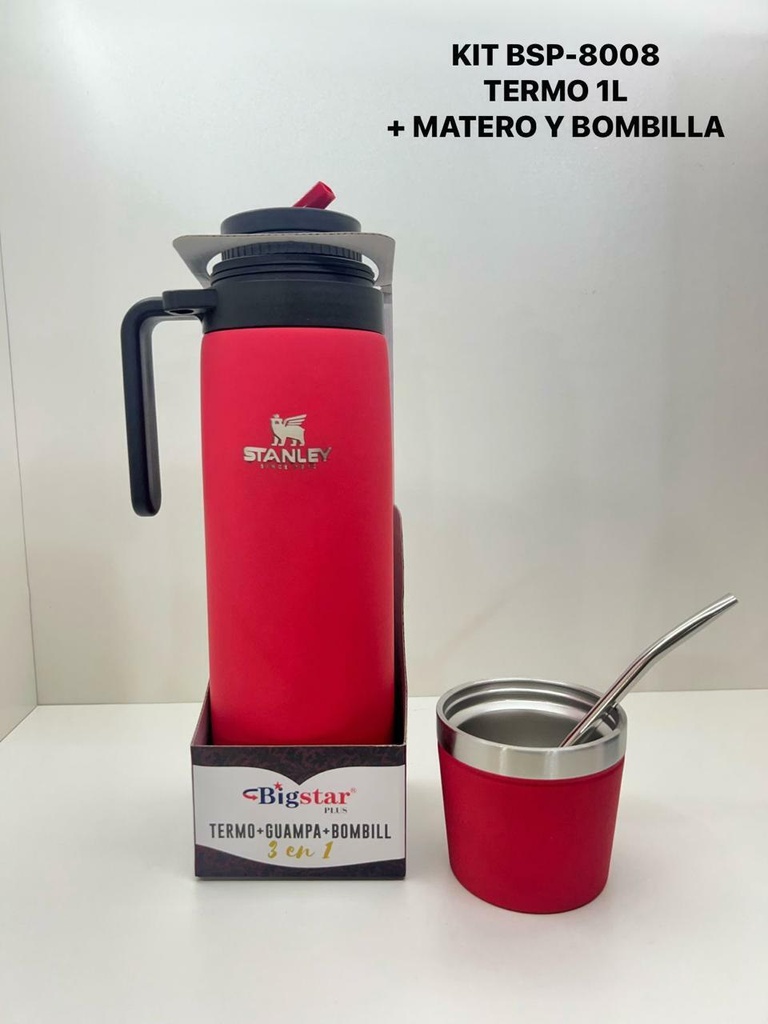 [7892022626022] Termo con manija Stanley Engomado + bombilla 1L (varios colores)