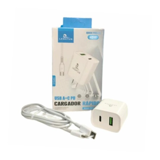 [7796350517079 RC9006000C] Kit Cargador 2 en 1 Tipo C Carga Rapida 55W Usb A + Usb C Legatus