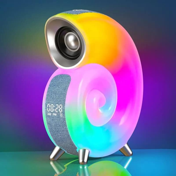 [N63] Parlante Reloj Despertador Caracol Rgb Radio Bluetooth