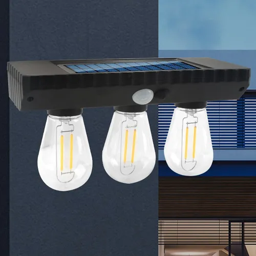 [6290132588949] Luz Solar Triple Foco con Filamentos Sensor de Luz y Movimiento