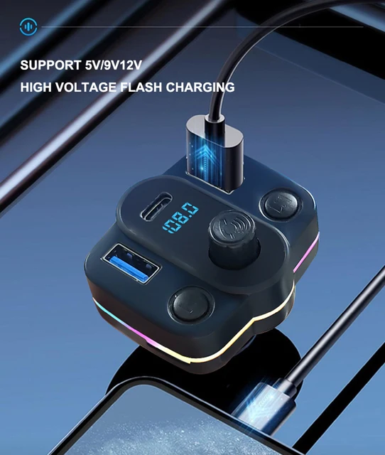 [504692] Transmisor FM BT Cargador 2 Usb A + PD 12/24v 3.1A con Control M45
