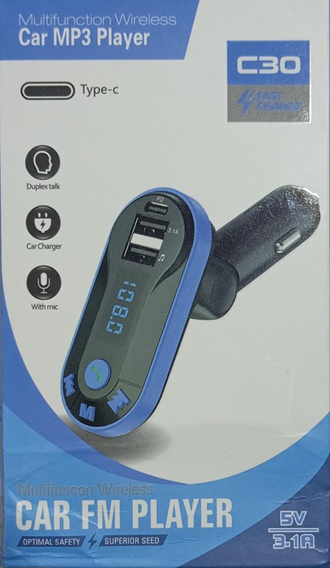 [504693] Transmisor FM BT Cargador 2 Usb A + PD 12/24v 3.1A con Control C30